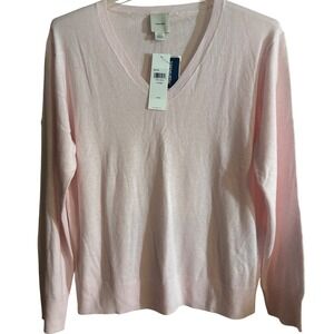 Calvin Klein Women's Pink V Neck Long Sleeve Sweater Top XL NEW w/ Tags so soft!